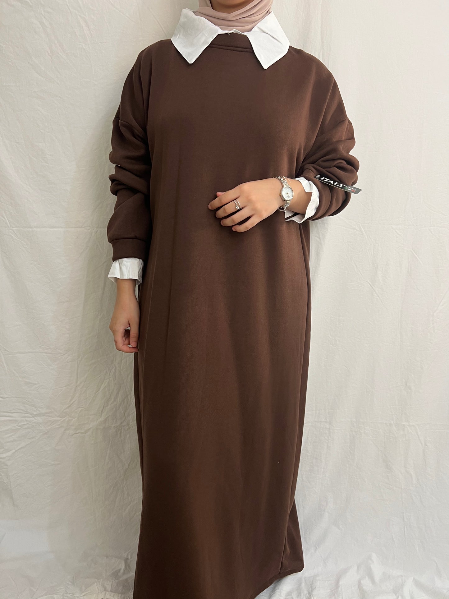 Sudadera vestido con camisa integrada
