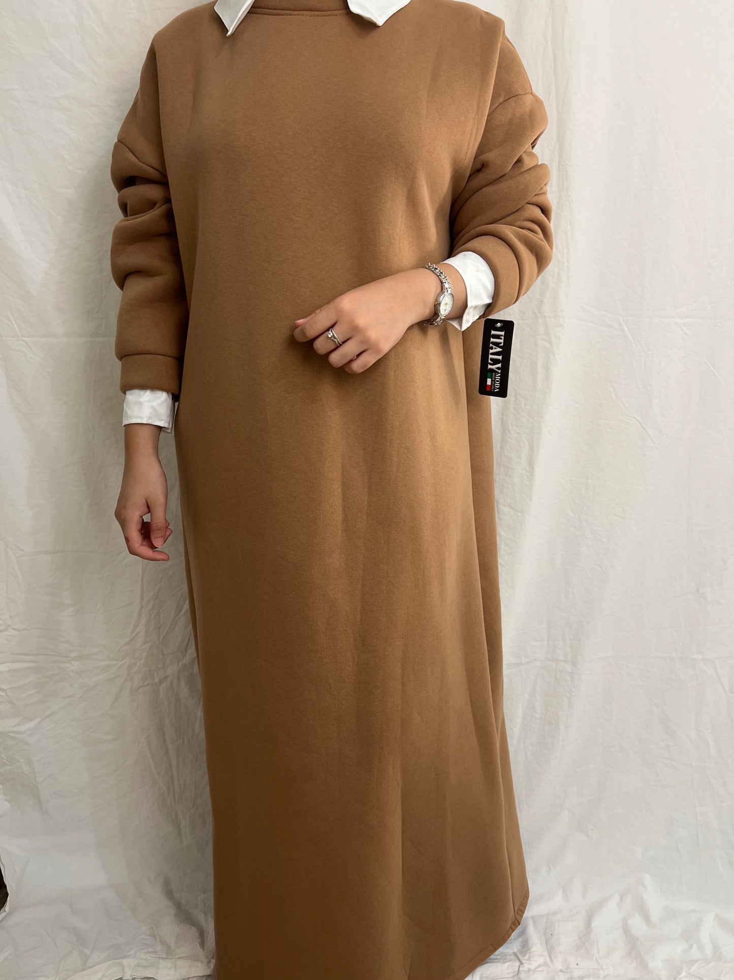 Sudadera vestido con camisa integrada