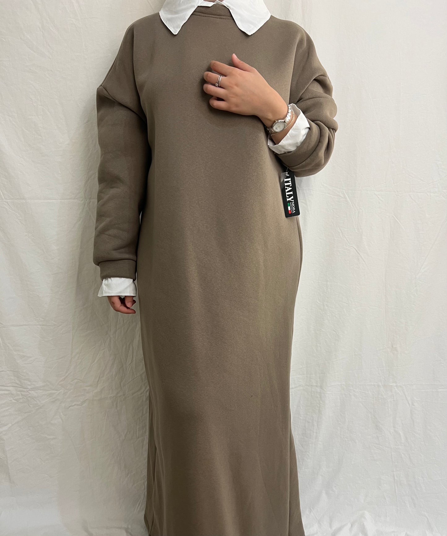 Sudadera vestido con camisa integrada